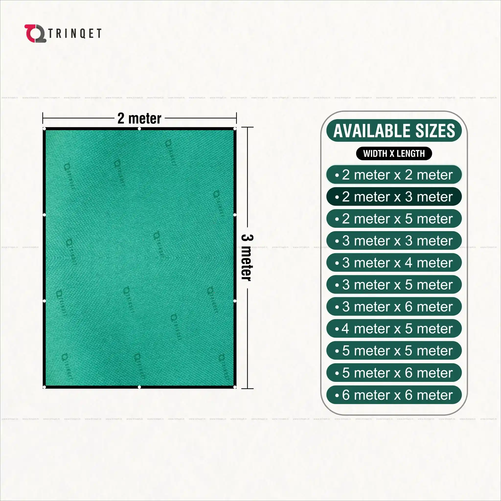 trinqet shade net sizes