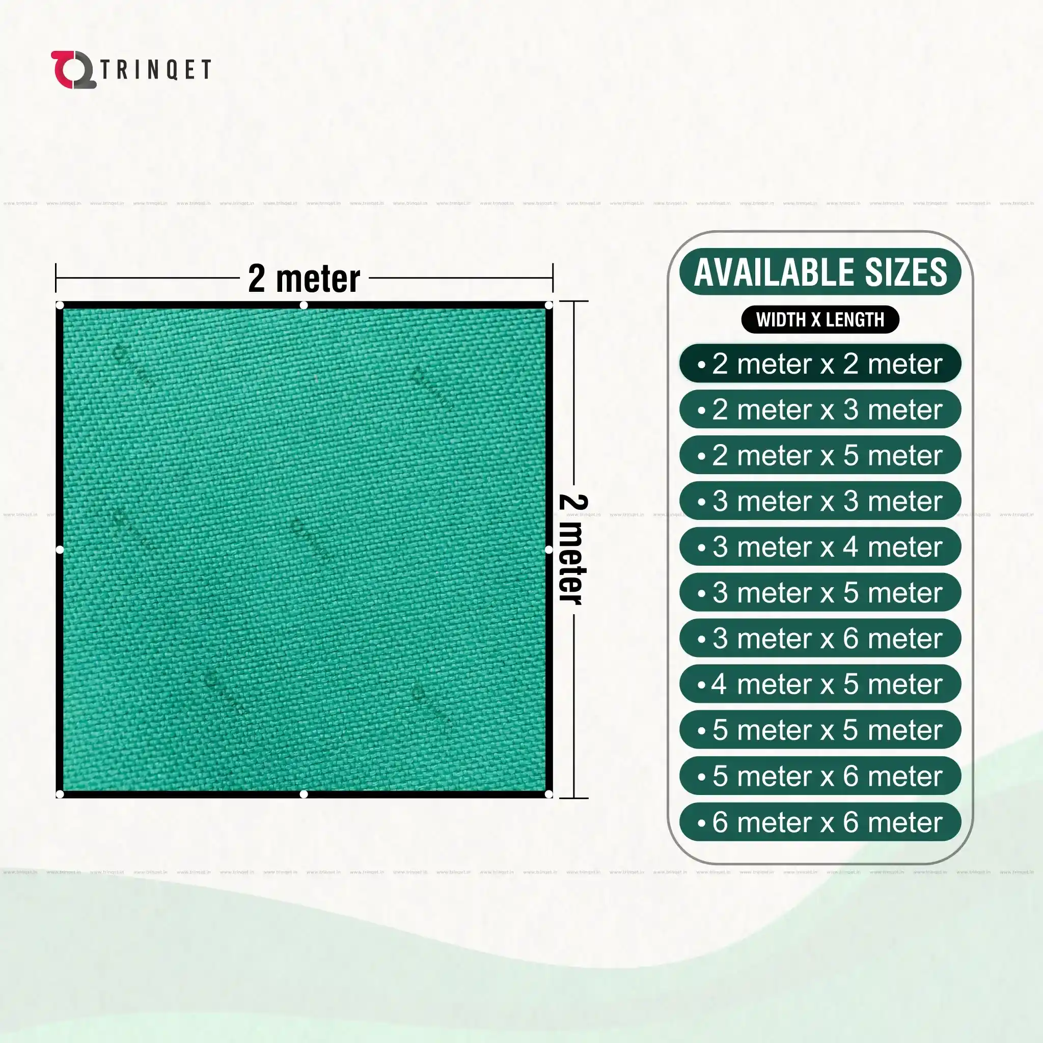trinqet shade net sizes