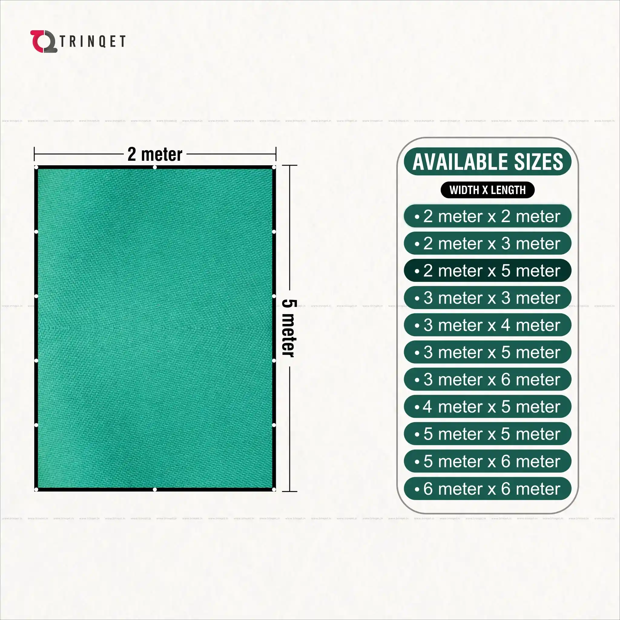 trinqet shade net sizes