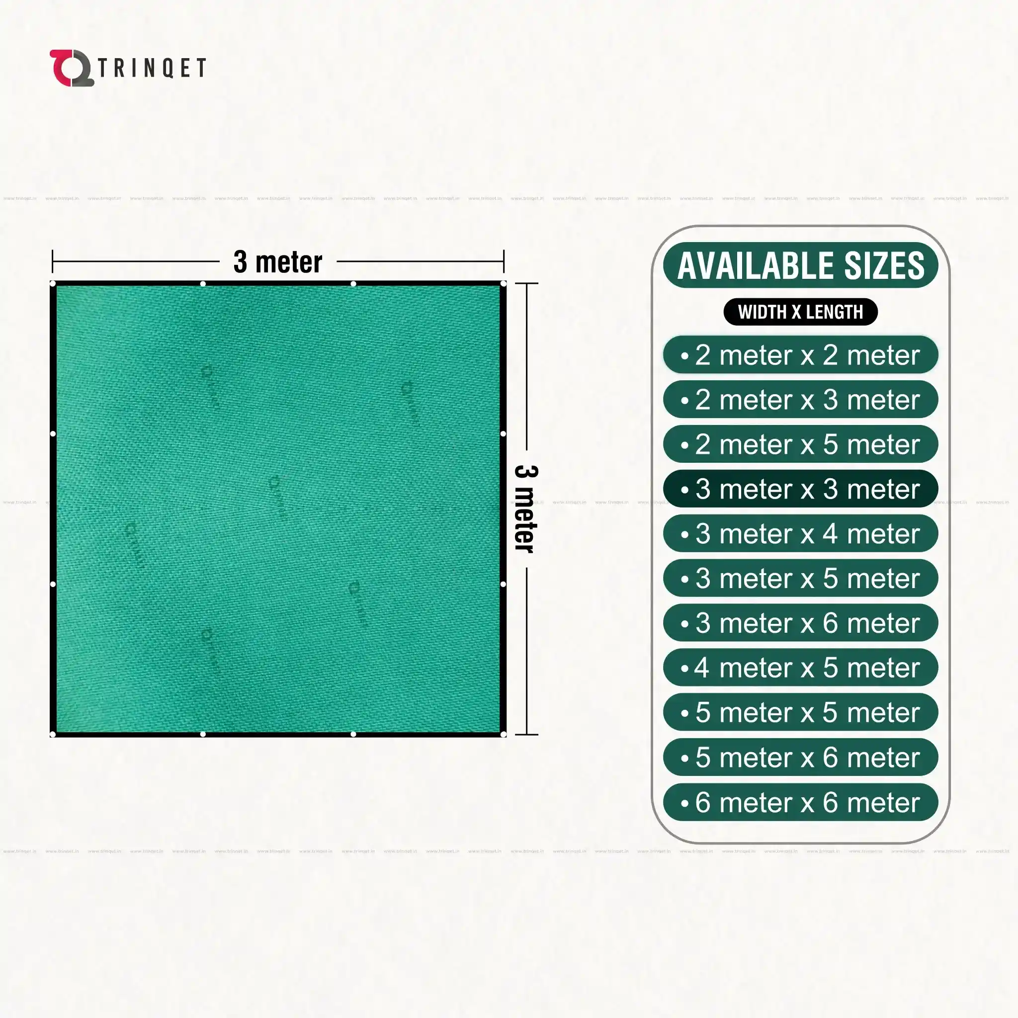 trinqet shade net sizes