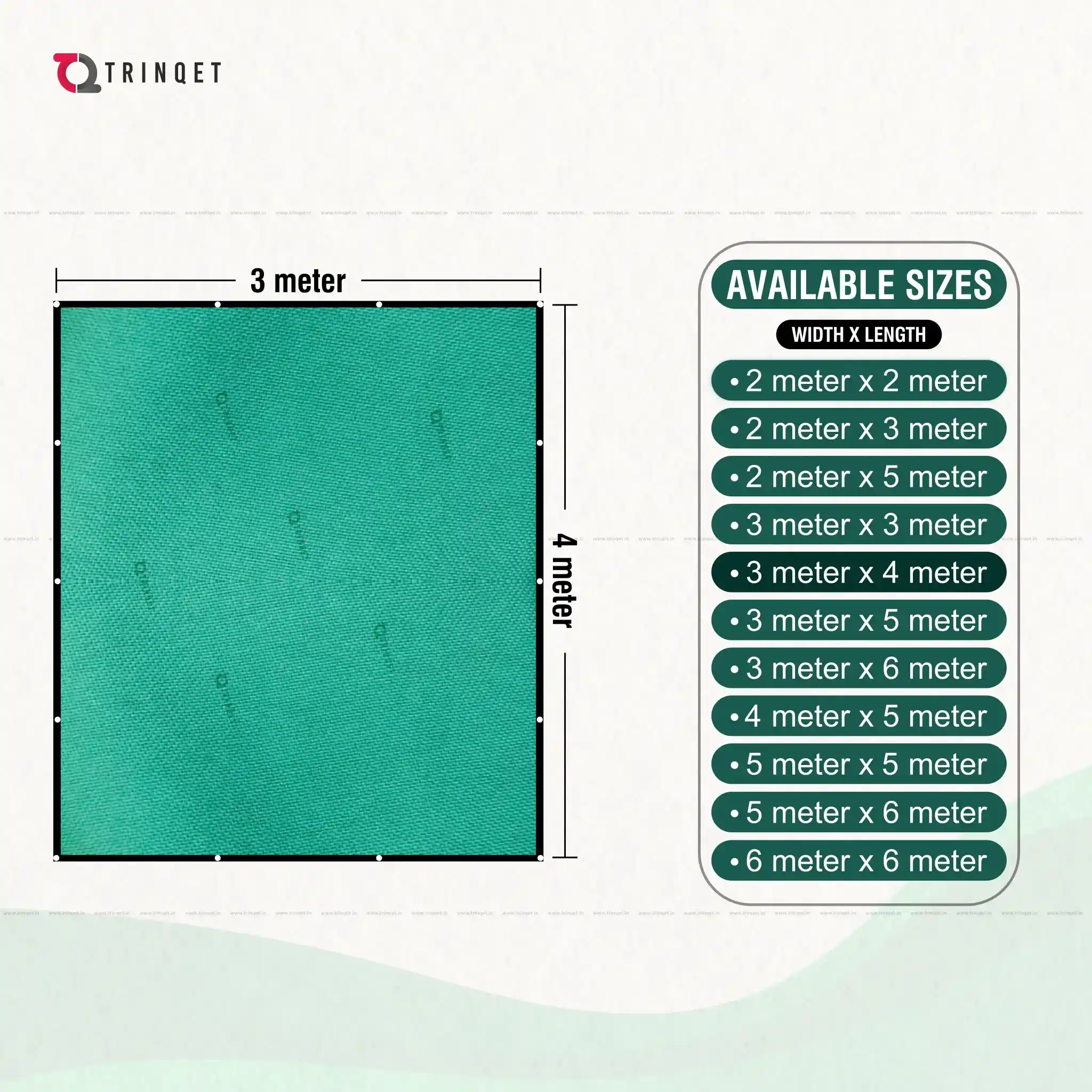 trinqet shade net sizes