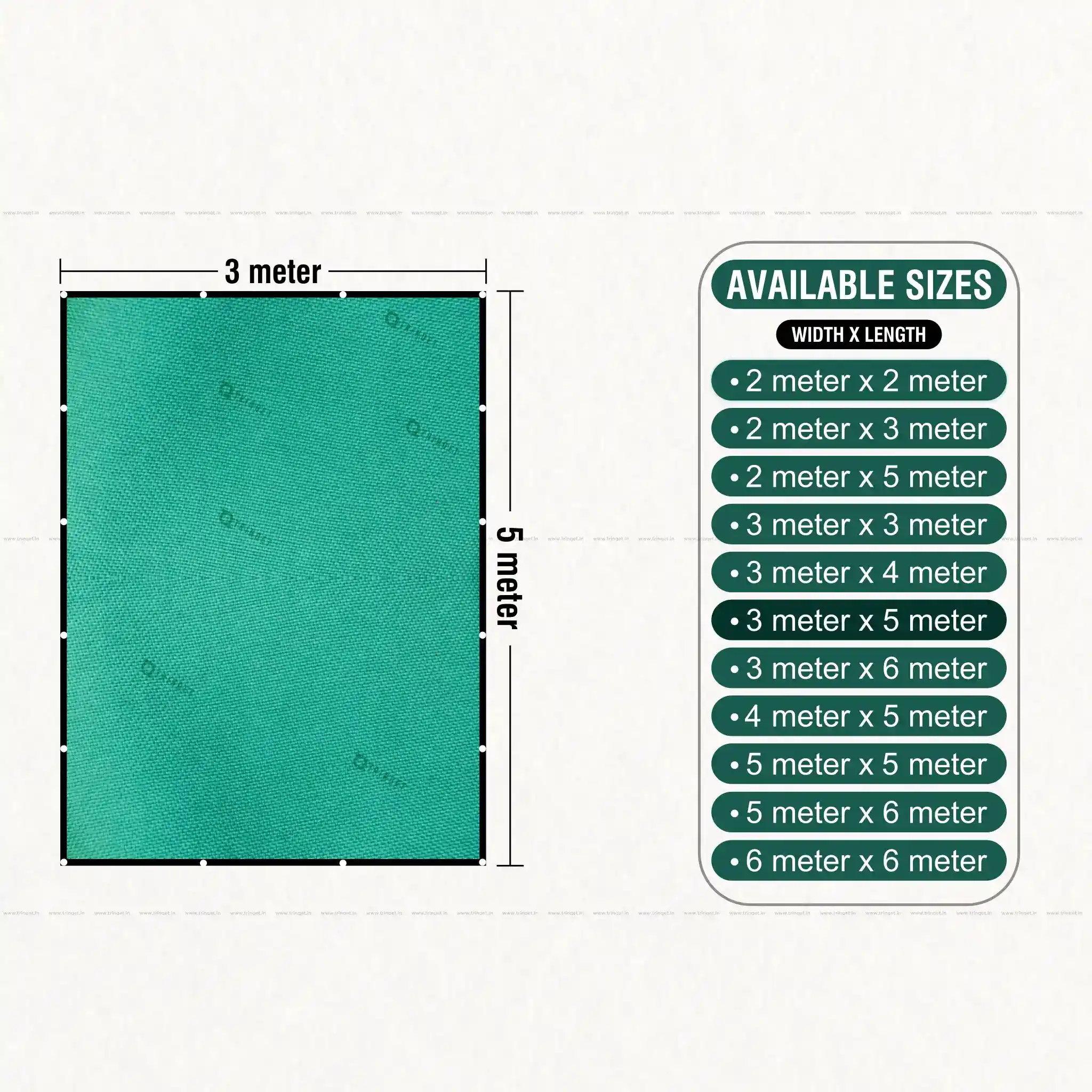 trinqet shade net sizes