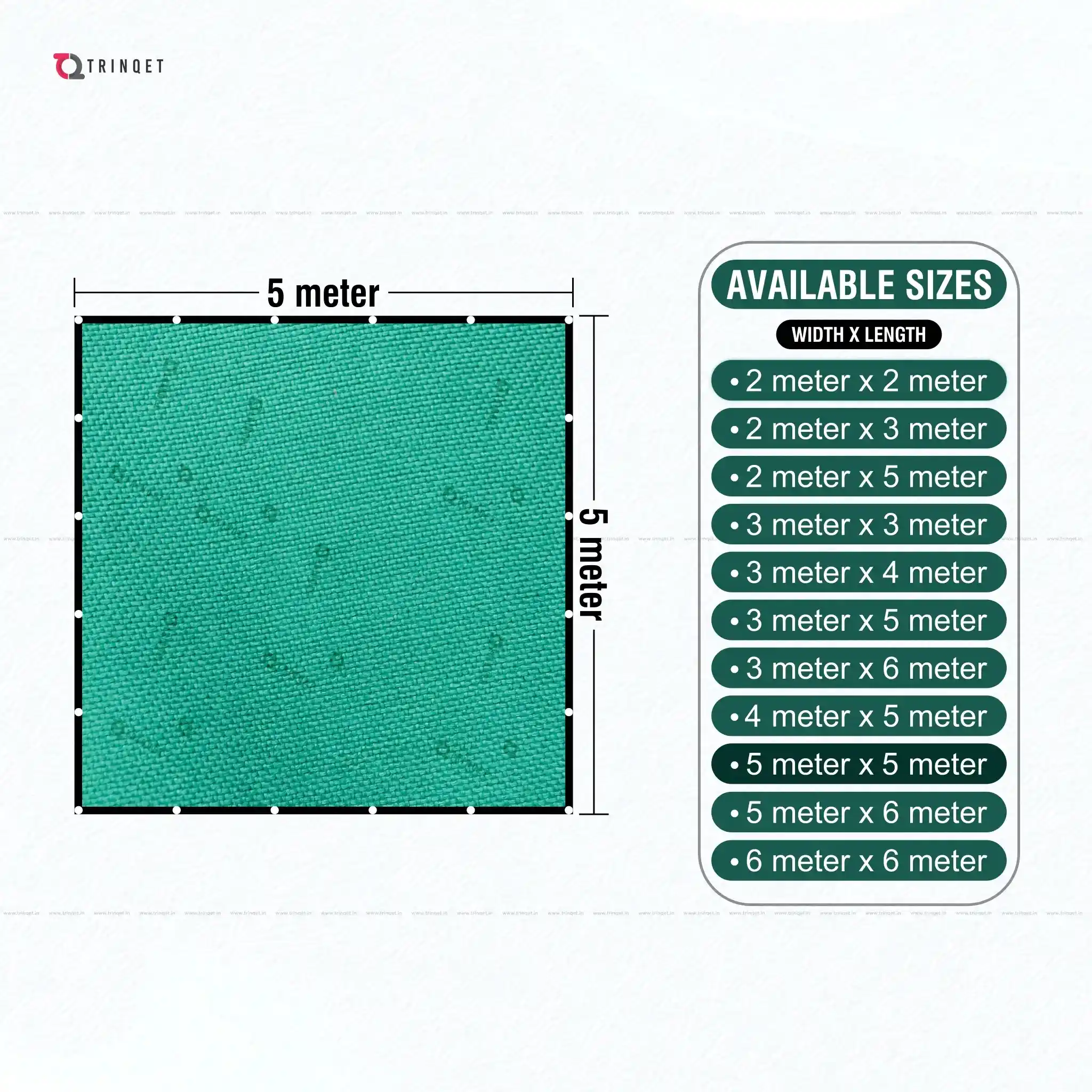 trinqet shade net sizes