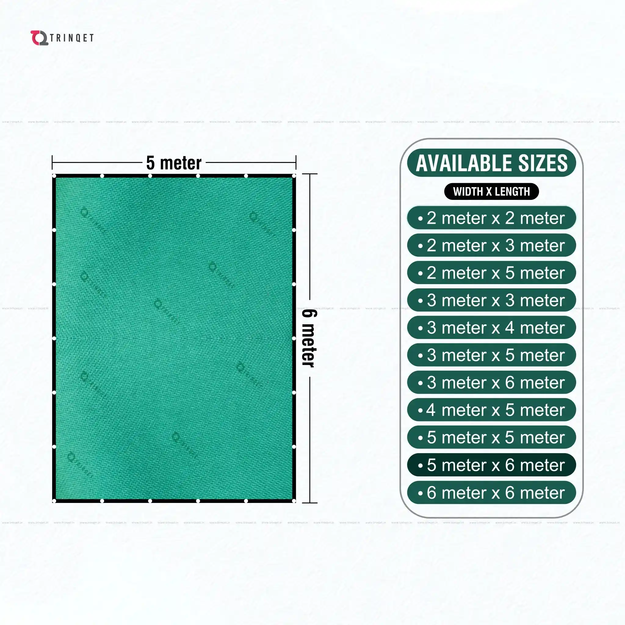 trinqet shade net sizes