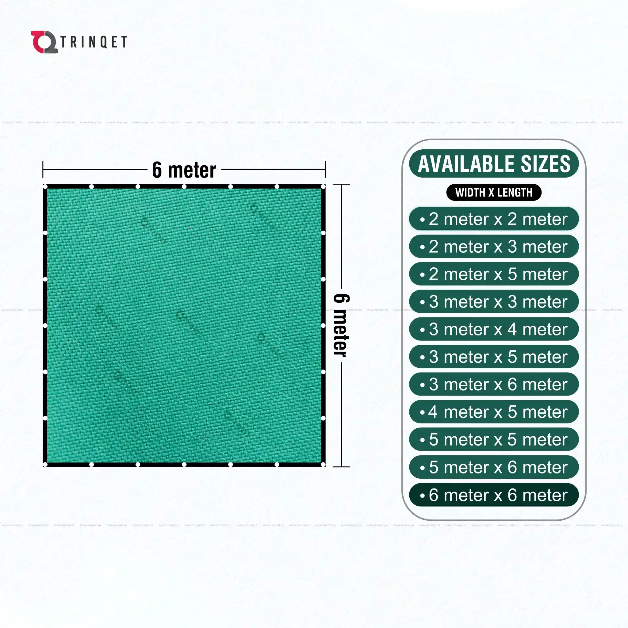 trinqet shade net sizes